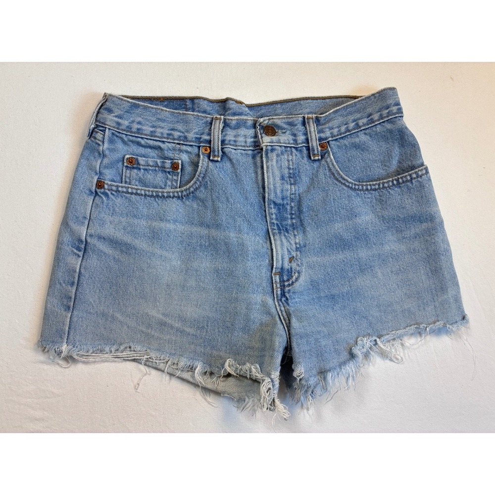 Vintage 1998 Levi's 615 Denim Cutoff Shorts 32x32 Frayed Orange Tag Women's